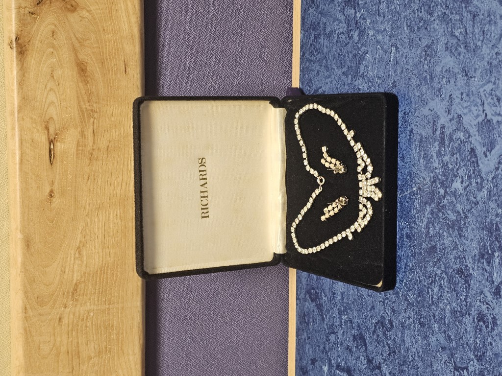 Faux Diamond Necklace with Matching Earrings